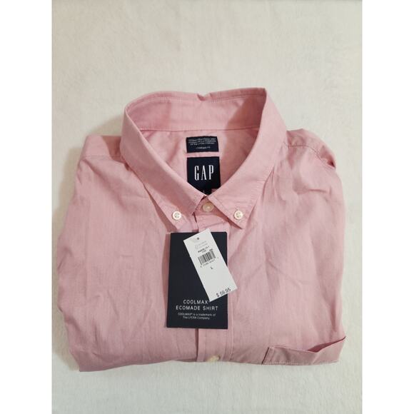 Gap NWT Shirt Mens Large Pink Long Sleeve CoolMax Preppy Classic Business Work - Picture 1 of 10